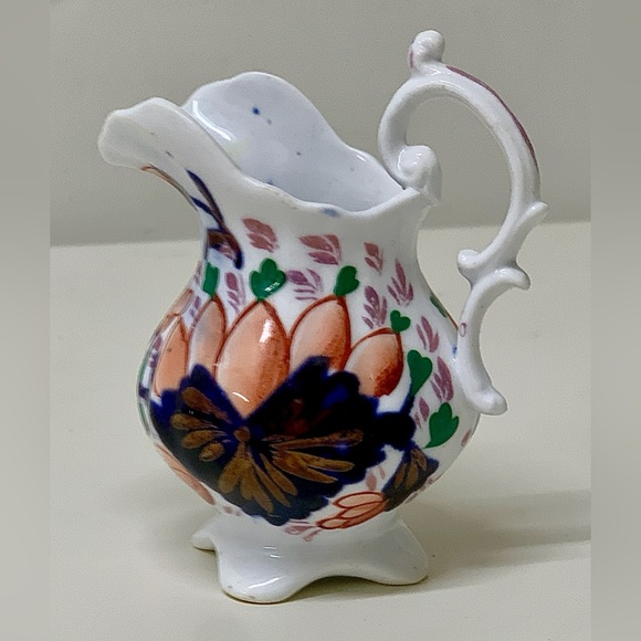 19th Century Antique Gaudy Welsh Grape Pattern Miniature Scalloped Footed Jug - Picture 14 of 16